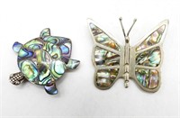 (2)ABALONE STERLING PINS