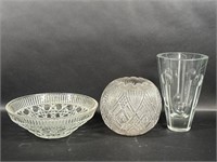 Glass Rose Bowl, Vintage Glass Candy Bowl, Vase
