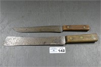 (2) Large Early Butcher Knives - Unmarked