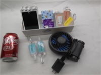 Electric/USB Fan, Mini Notepads, Hand Sanitizer