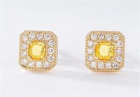 0.68ct Yellow Diamond Drop Earrings 18K Gold