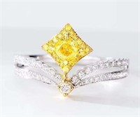 0.45ct Natural Yellow Diamond Ring 18K Gold