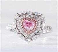 0.6ct Natural Pink Diamond Ring 18K Gold