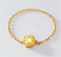 Natural Yellow Diamond Ring 18K Gold