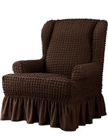 Seersucker Stretch Wingback Chair