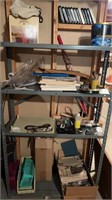 Metal shelf and contents approximately 36” x