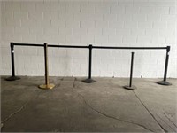 5 ASSORTED CROWD CONTROL BARRIERS STANTIONS