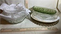 Glass plates, bowls, variety (11)