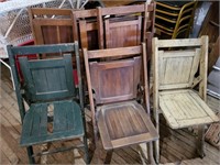 7 Vintage Wood Folding Chairs