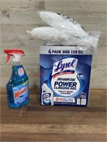 4 pack Lysol toilet cleaner, windex