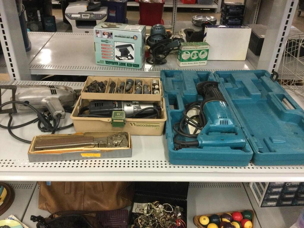 Assorted power tools and more.