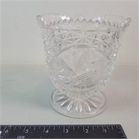 Lead Crystal Etched Birds Decorative Glass Vase