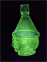 Rare* Antique UV Reactive Green Glow Glass Man