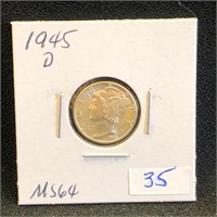 1945D Mercury Dime