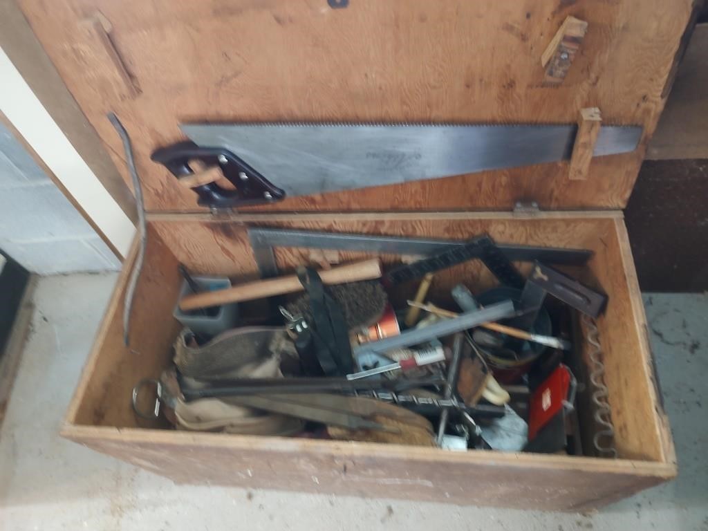 Wooden Box of Tools and More