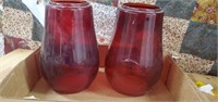 2 red Dietz railroad lantern glass