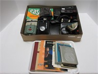 BOX: ASSORT. VINTAGE CAMERAS AND EPHEMERA