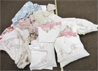 Various linens, pillow covers, misc.