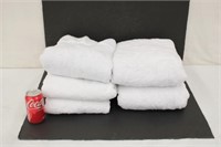 5 White Bath Towels ( One As Is, 4 In GC)