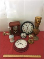 Clocks and lamps. None of the clocks have fresh