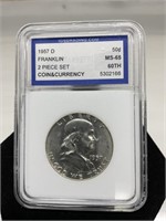 1957-D Franklin Half Dollar C&G