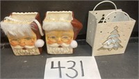 Vtg Santa Ceramic Gift Bags & More