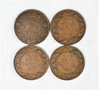 (4) 1900's CANADA PENNIES LARGE Penny Coins 1c