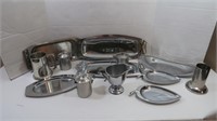 Assorted Stainless Trays, Creamers and More