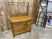 Antique Oak Dry Sink w/Towel Rack, 3 Drawers