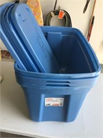 Four. Totes with lids 20 gallon