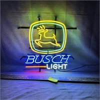 14"x16" John Deere Busch Light Beer Glass Neon Sig
