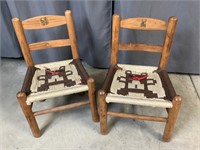 Two Children’s Chairs with Hand Woven Bear Seats