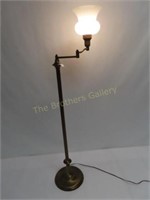 Antique Brass Floor Lamp w/Vintage Globe
