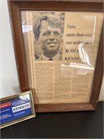 2- pieces of Robert F Kennedy for President pieces
