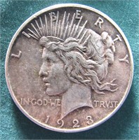 1923-D U.S. PEACE SILVER DOLLAR COIN