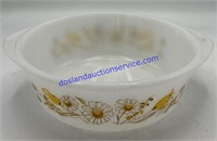 Vintage Glassbake Bowl With White and Yellow