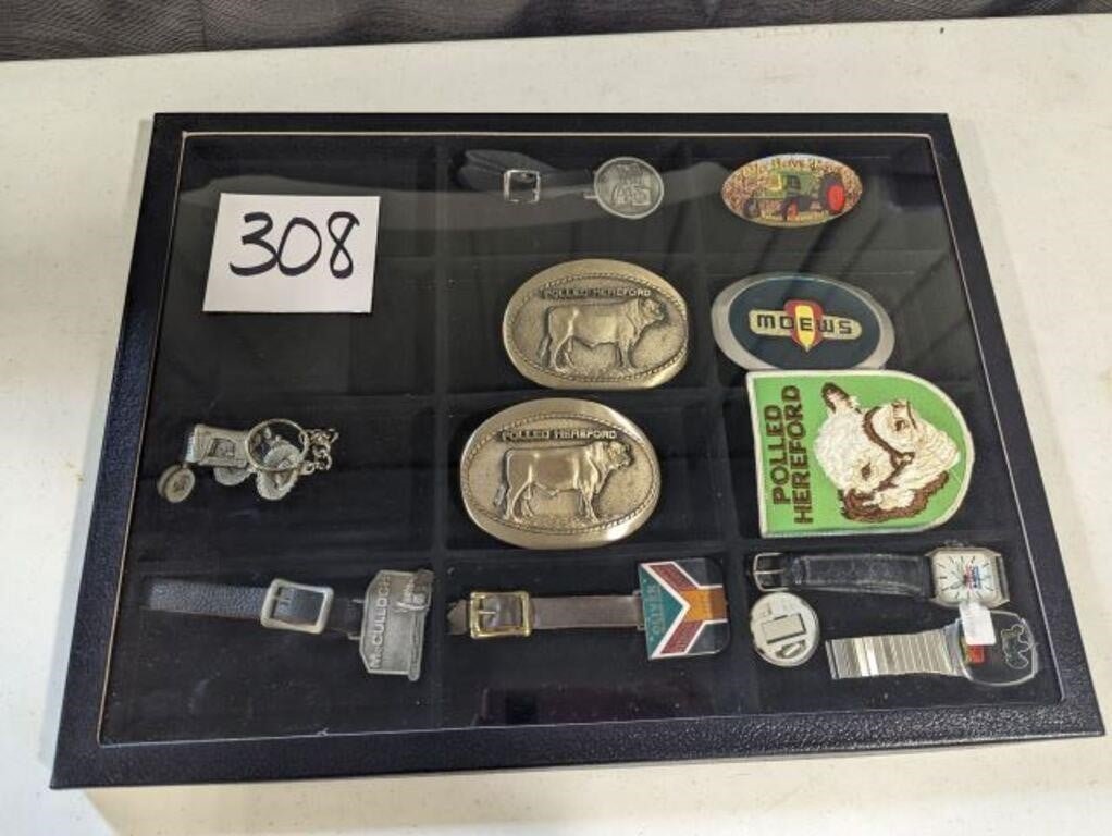 Assorted Belt Buckles/Watches/Patch