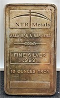 (10) Troy Oz. Silver Bar NTR Metals