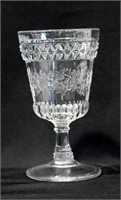 Early Pressed Glass Goblet - Wildflower