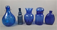 5 Pc Assorted Blue Bottles