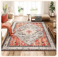 Istana Rugs 8x10 - Red & Teal Rug - Pet Friendly