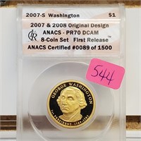 ANACS 2007-S PR70 DCAM Washington $1 Dollar