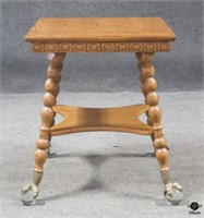 Square Top Parlor Table w/Brass & Glass Ball Feet