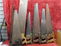 (7)Vintage Mostly Disston wood saws.