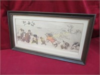 Framed Artist Signed Picture Dogs & Cats