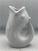 Small white Gurgle fish pitcher gurgle pot