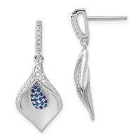Sterling Silver White Blue Crystal Dangle Earrings