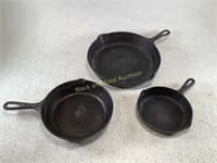 (1) Cast Iron Lodge Skillet & (2) Unmarked