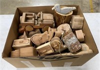Group of Handmade Boxes, Jeep, Bird, Gavel, Etc.