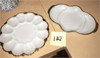 Milk Glass Egg Plate and Divided Dish